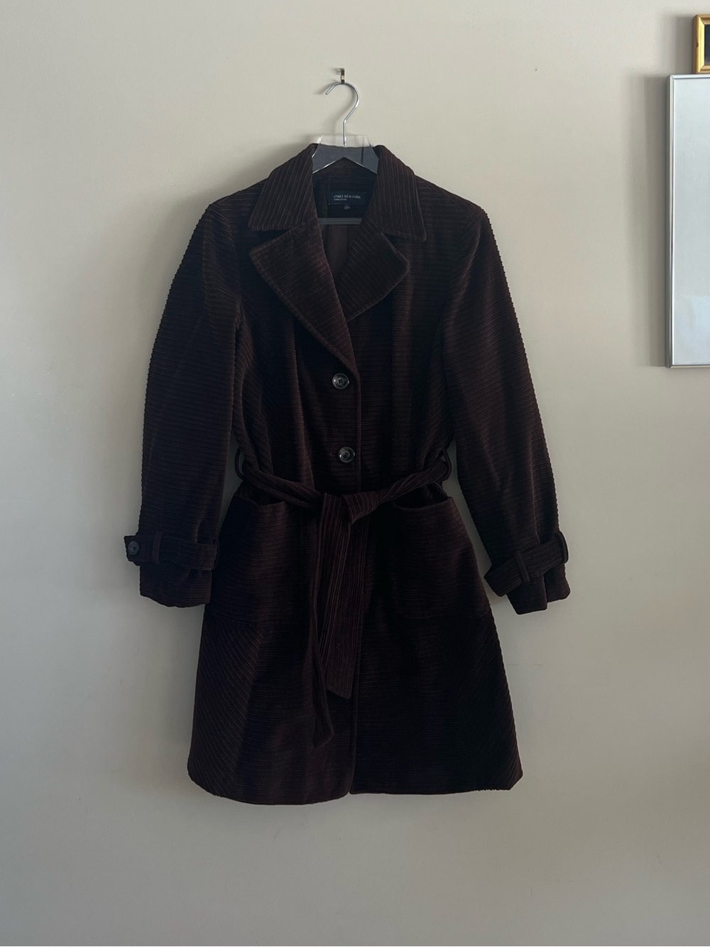 Jones New York Brown Corduroy Trench Coat Size L